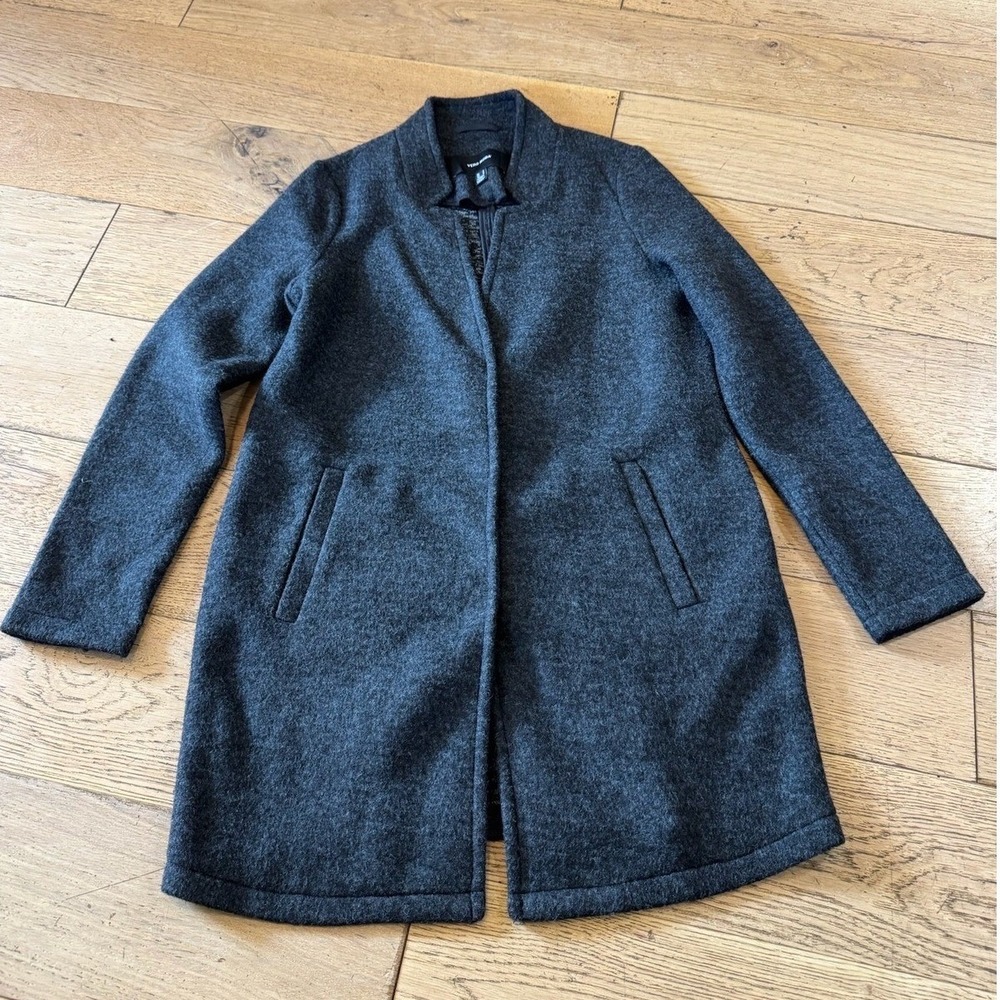Vero Moda Gray Wool Blend Snap Front Coat Jacket Medium Career Casual (1320)